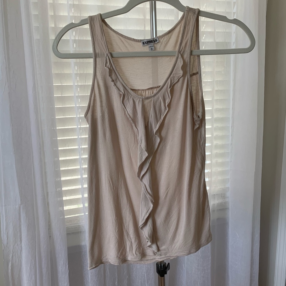 Express cream ruffled top x small
